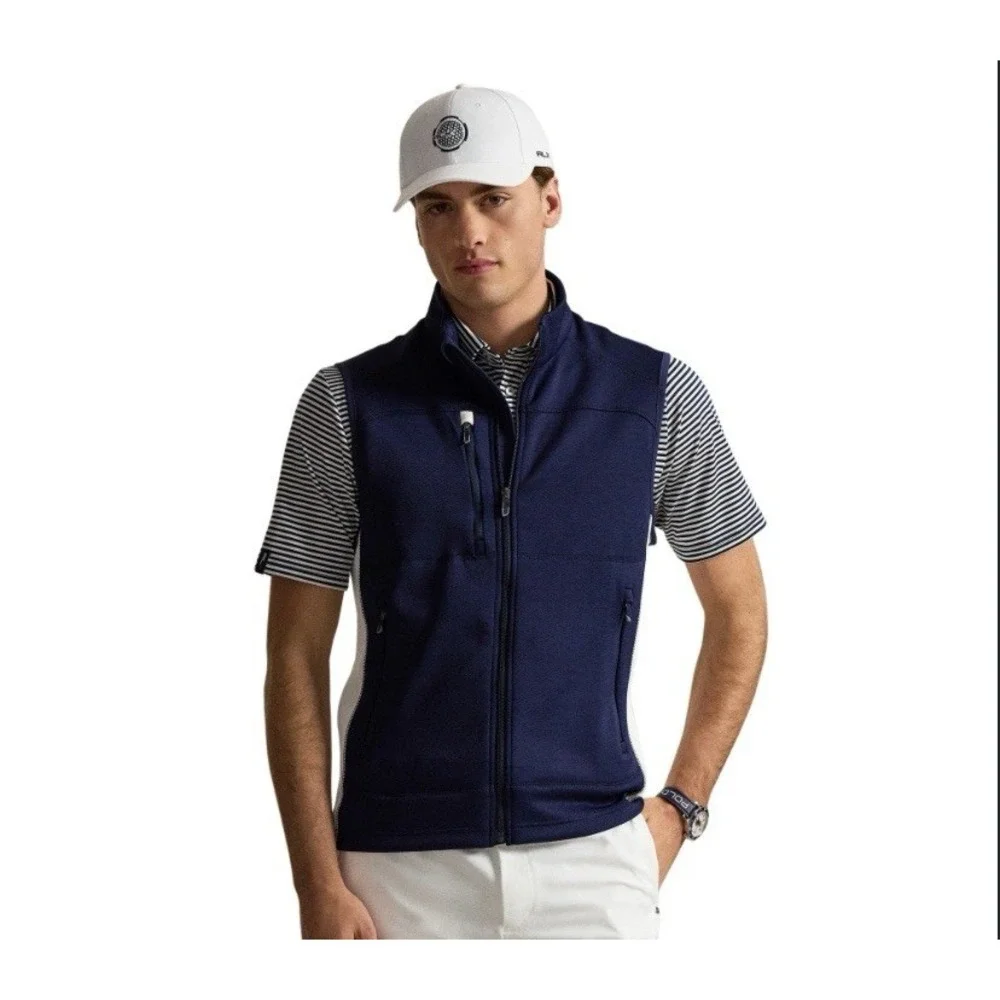 RLX Ralph Lauren Full Zip Vest Men's XXL Navy Lightweight Pockets Golf Casual